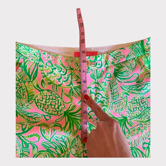 LILY PULITZER Darci Knit Scalloped Hem Shorts Pink/Green Size 0 - Picture 4 of 12